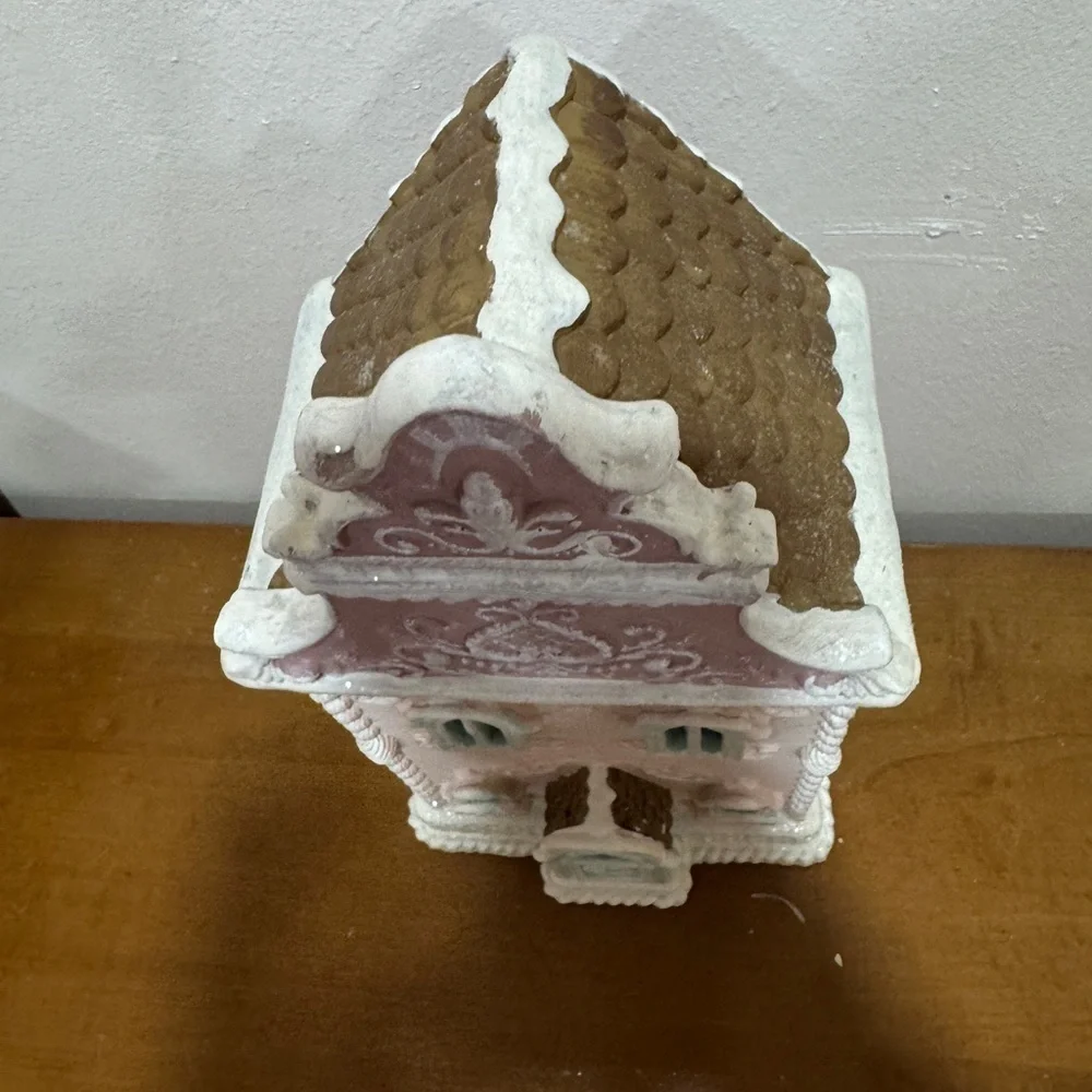 Christmas Gingerbread holiday house village pastel at home decor victorian pink